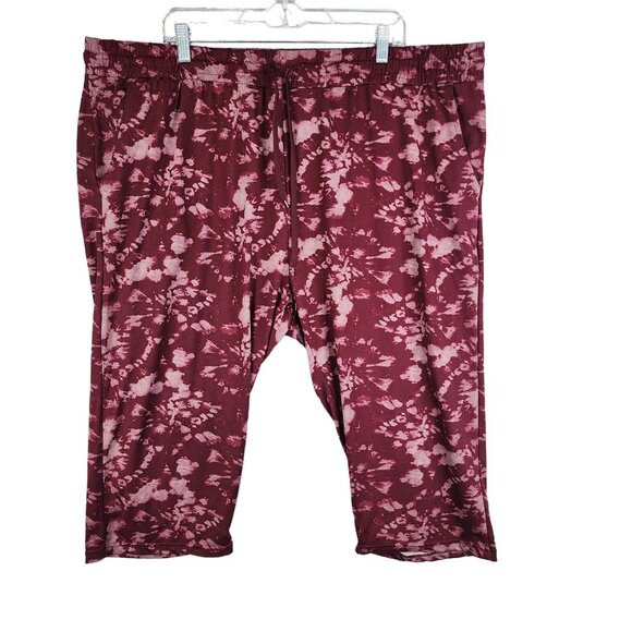 Womens Real Essentials Tie-Dye Burgundy Jogger Pants Elastic Waist Size 3X - Picture 1 of 11
